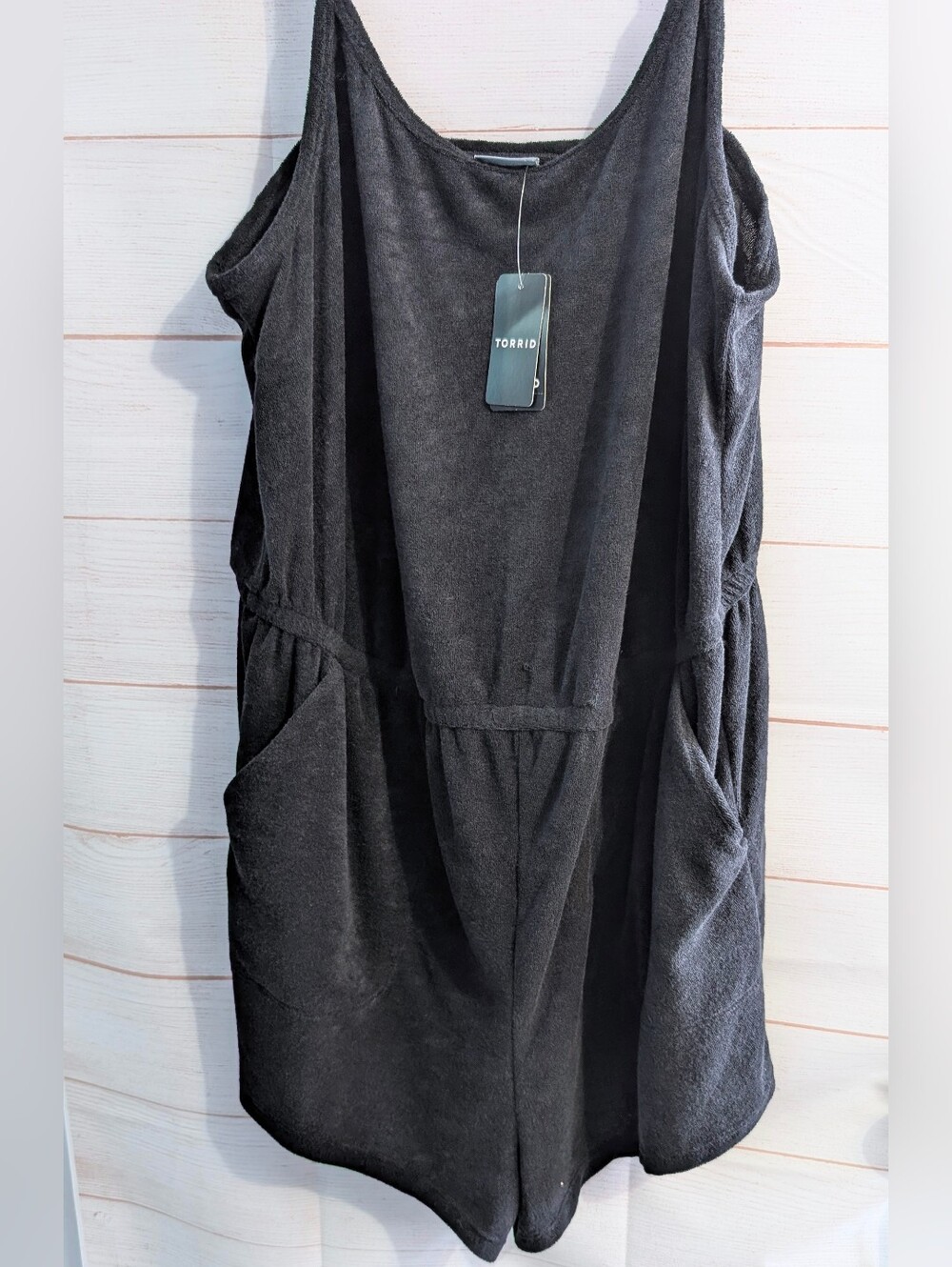 Nwt TORRID Black 🖤 Terry Romper Sleeveless Pocket Jumpsuit Super Soft Size 2X - Picture 11 of 12